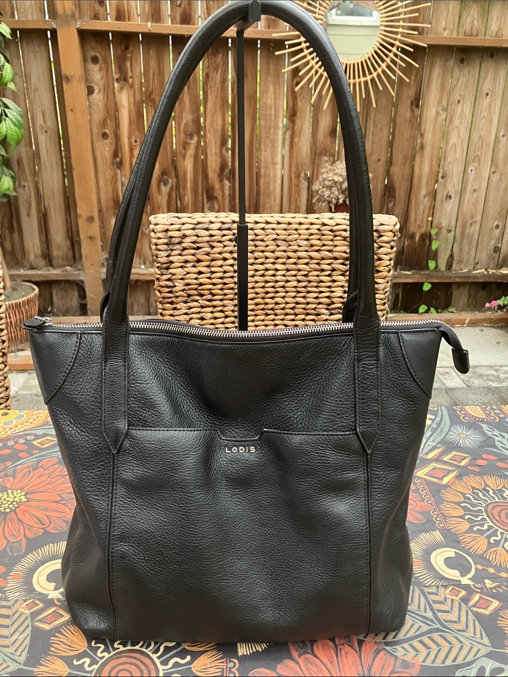LODIS Black Pebbled Leather Sierra Tote